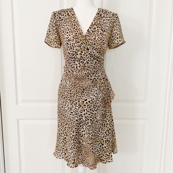 Sheri Martin Dresses & Skirts - Vintage | Leopard Print Faux Wrap Dress Sz 6P